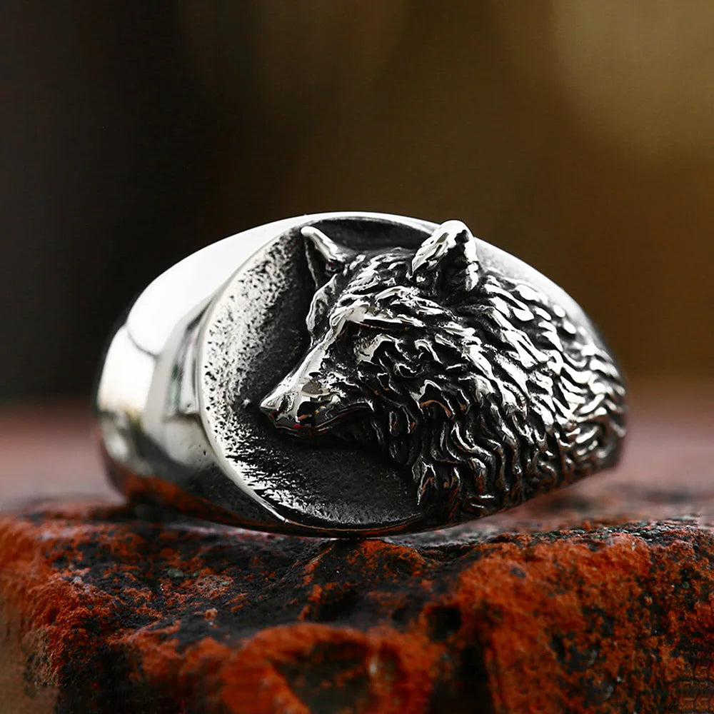 Frostfang Ring | Solid Stainless Steel Viking Wolf Head