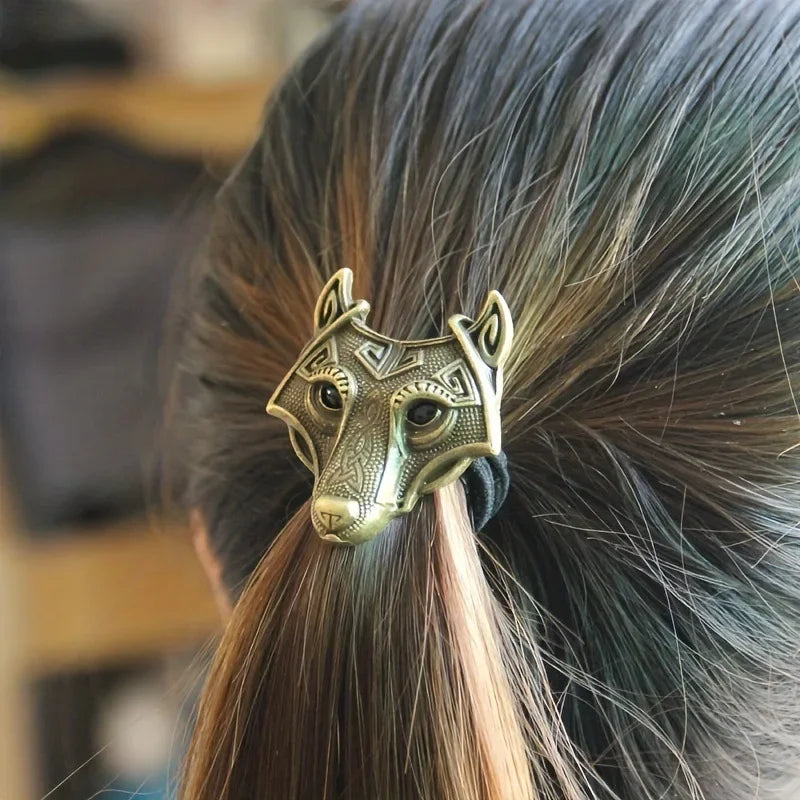 Celtic Wolf Hair Tie | Viking-Inspired Elastic Ponytail Band