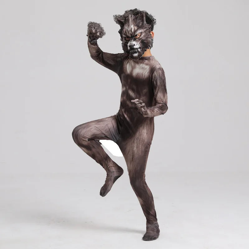 Howlborn Werewolf Costume Set | 3D Mask & Jumpsuit Cosplay Outfit for Kids & Adults