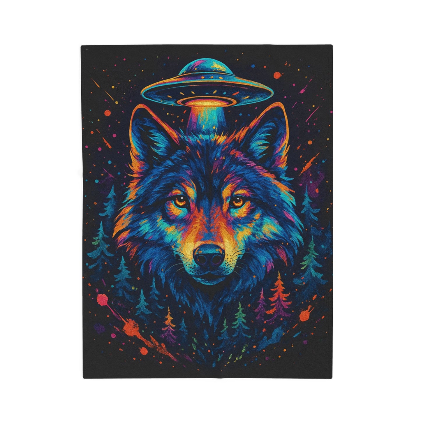 Cosmic Signal Wolf | Velveteen Plush Blanket