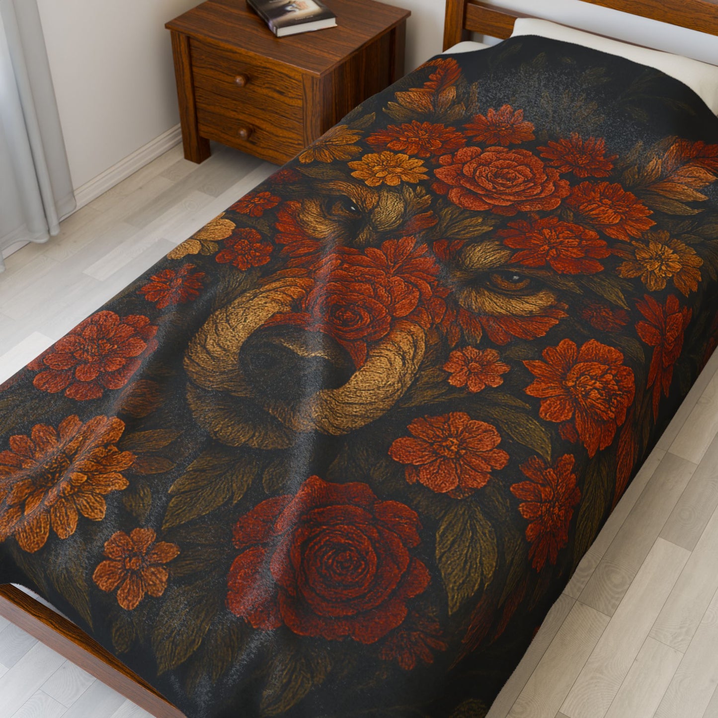 Wildflower Wolf | Velveteen Plush Blanket