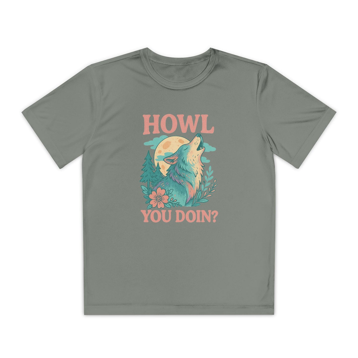"Howl You Doin’?" Bloom Wolf | Youth Graphic Wolf Shirt