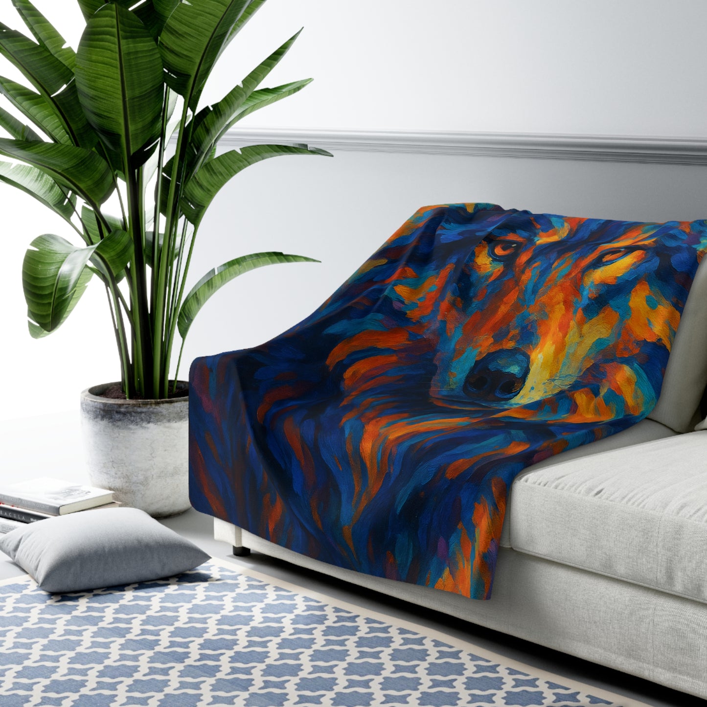 Cindercrest Wolf | Nature Wolf Large Sherpa Blanket