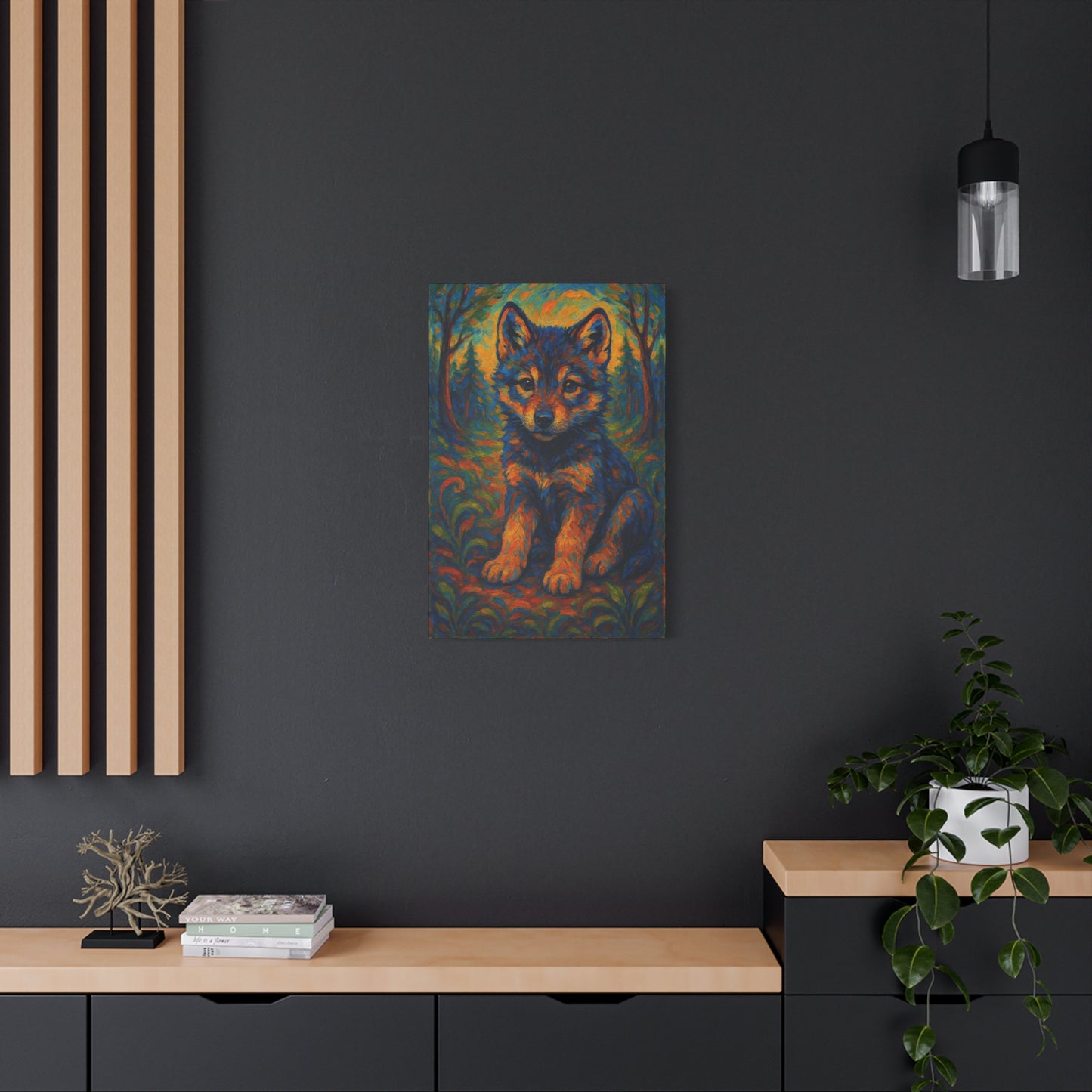 Sprigpaw Wolf Pup | Nature Wolf Canvas Wall Art