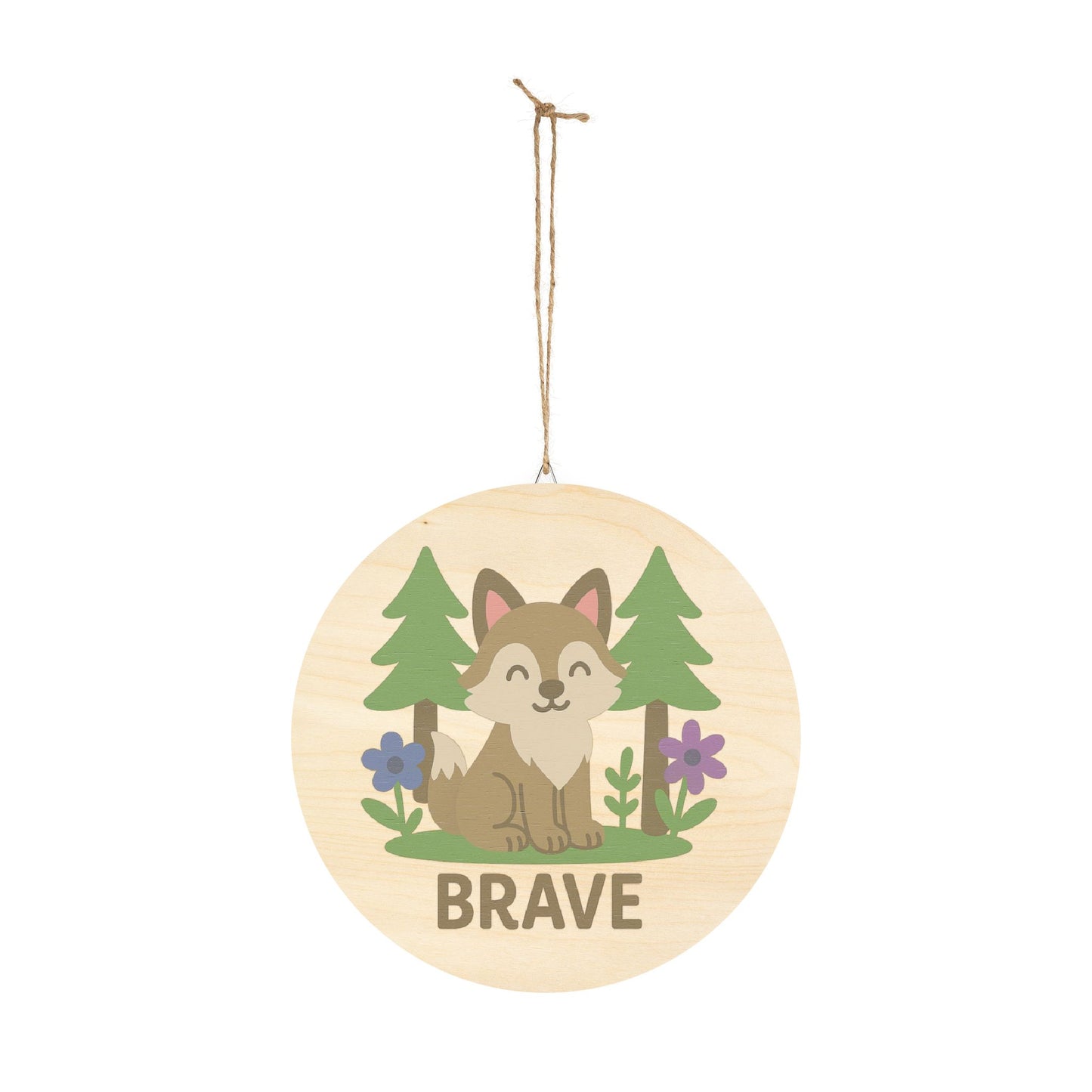 "Brave Sign" - Baby Wolf Sign | Baltic Birch Wall Decor