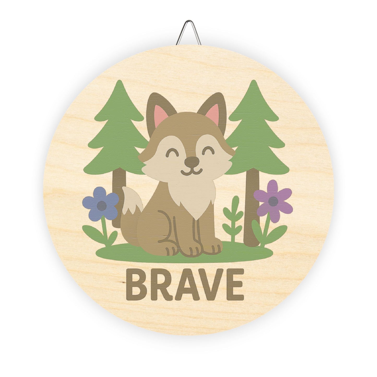 "Brave Sign" - Baby Wolf Sign | Baltic Birch Wall Decor