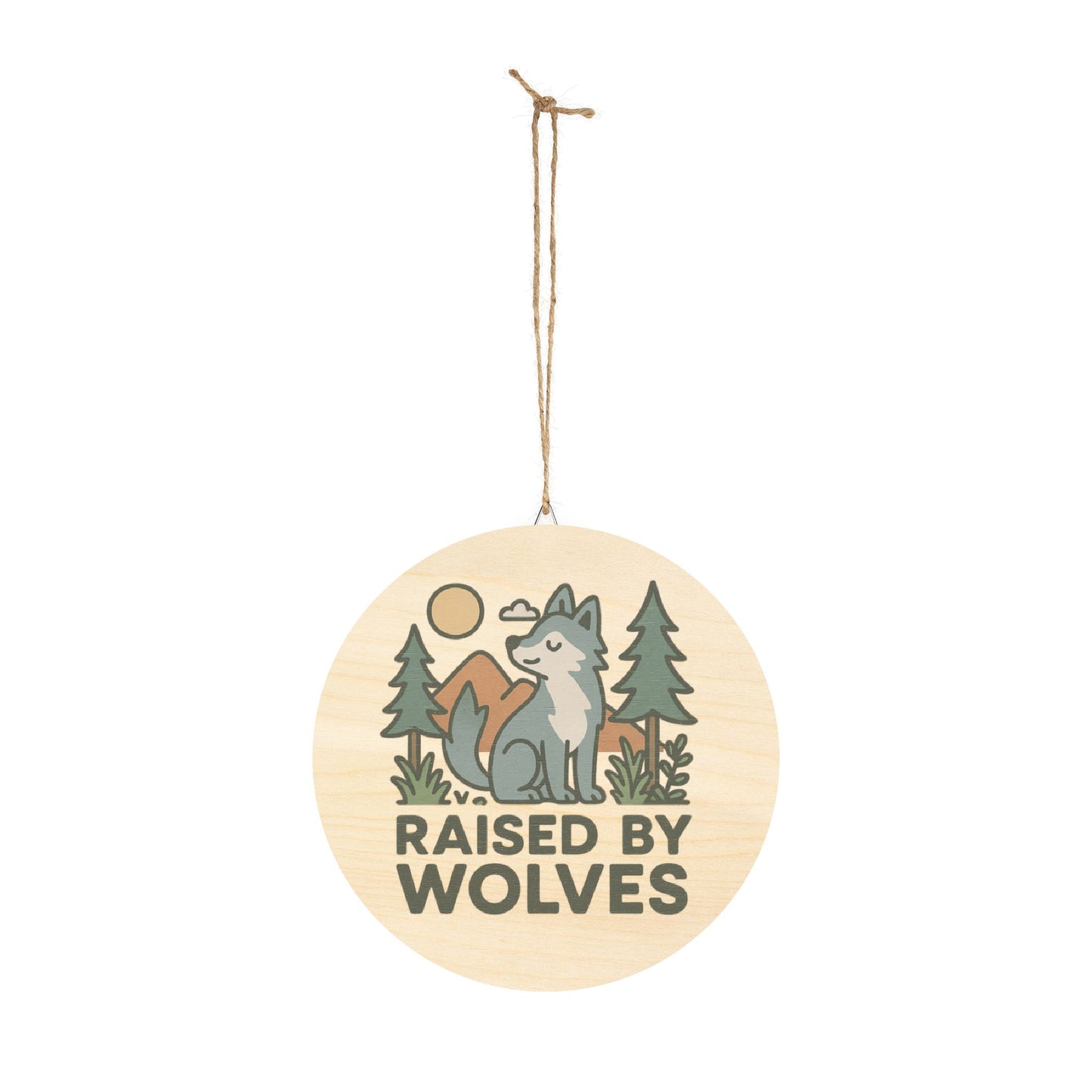 "Raised by Wolves" Baby Wolf Sign | Baltic Birch Wall Decor