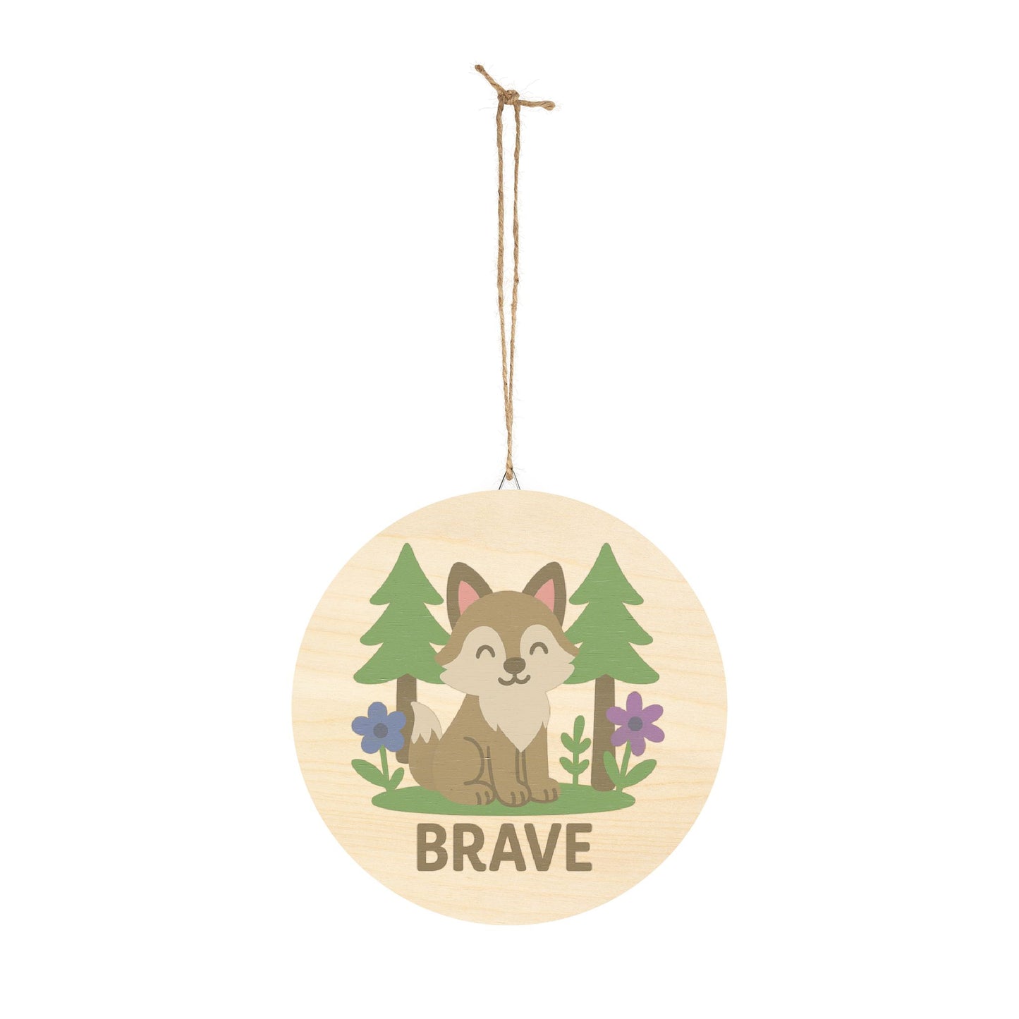 "Brave Sign" - Baby Wolf Sign | Baltic Birch Wall Decor