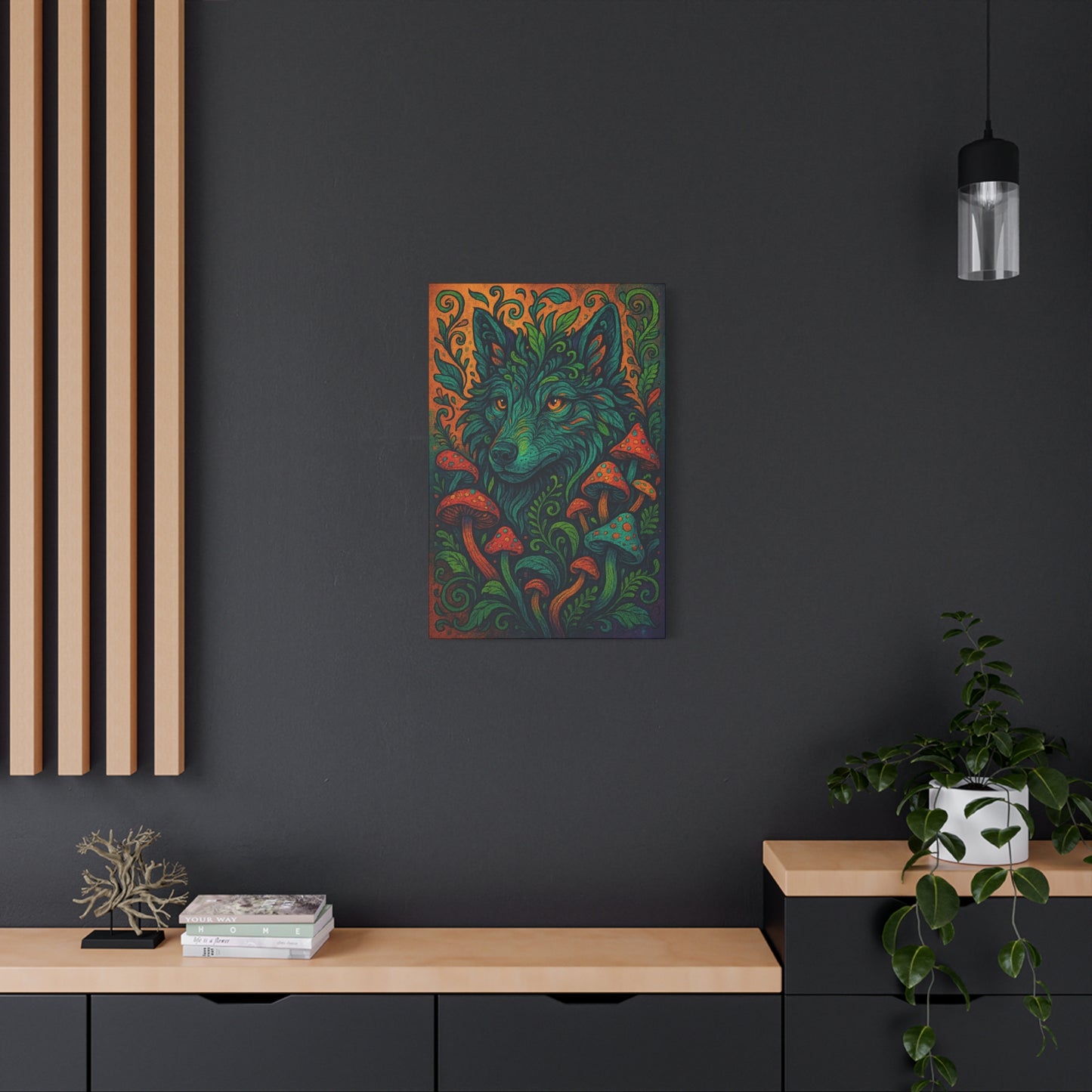 Shroomshade Wolf | Nature Wolf Canvas Wall Art