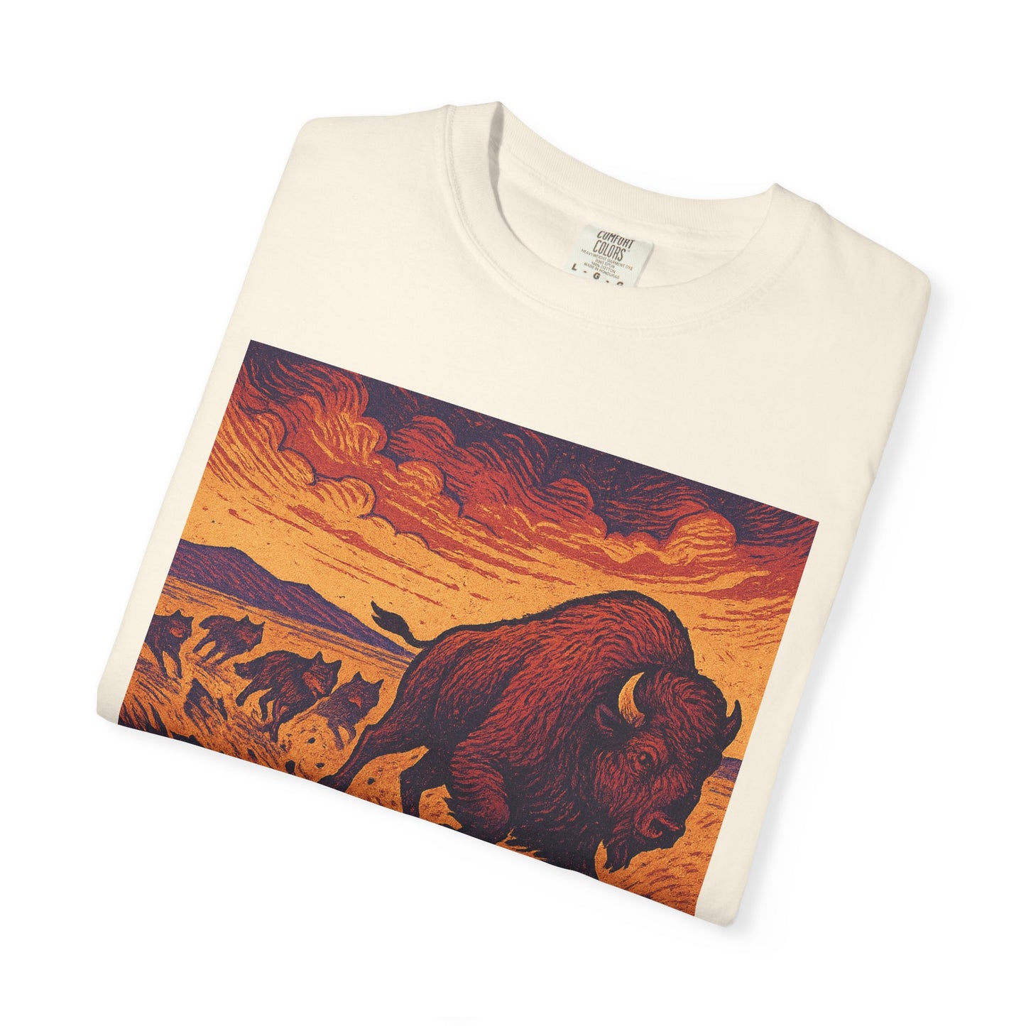 Bison Hunt Wolf Pack | Graphic Wolf Shirt