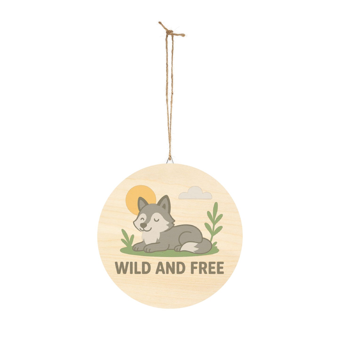 "Wild and Free" - Baby Wolf Sign | Baltic Birch Wall Decor