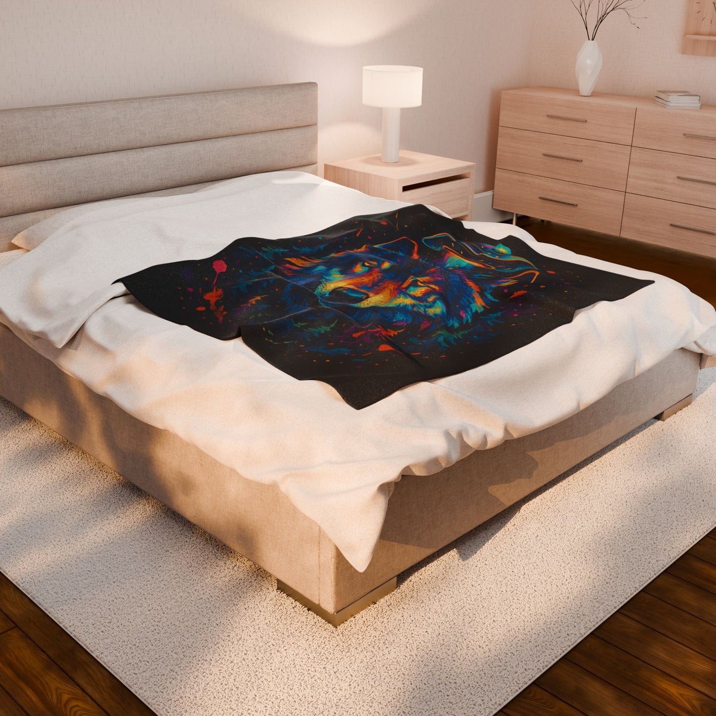 Cosmic Signal Wolf | Velveteen Plush Blanket