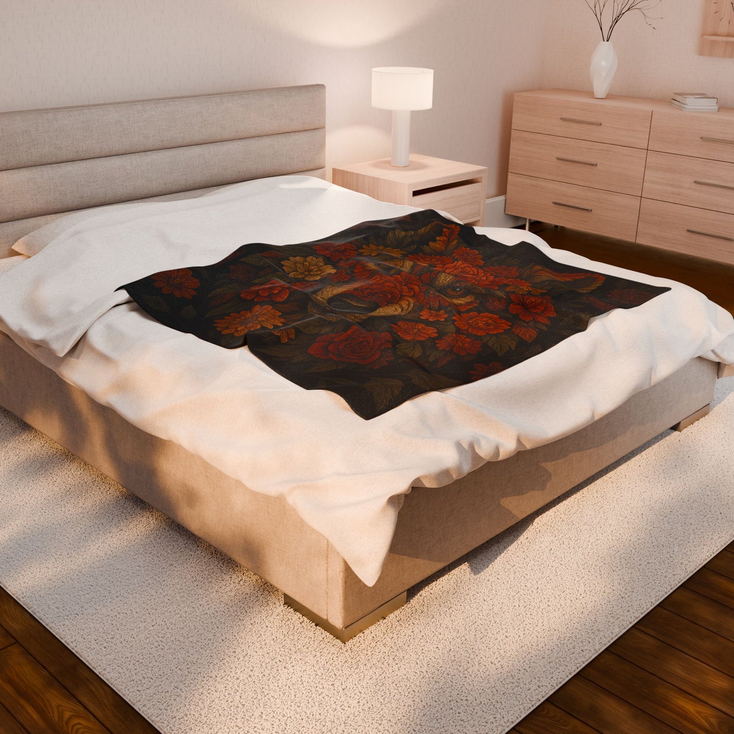 Wildflower Wolf | Velveteen Plush Blanket