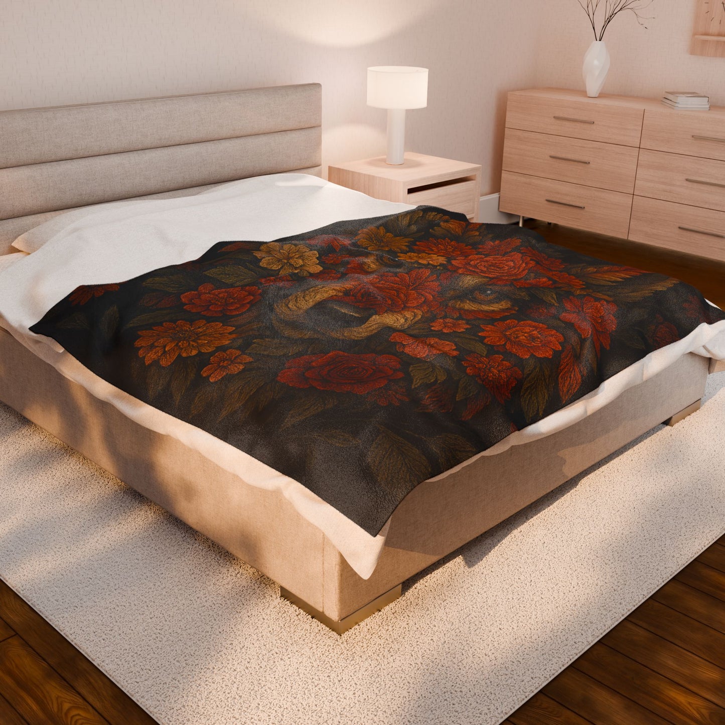 Wildflower Wolf | Velveteen Plush Blanket