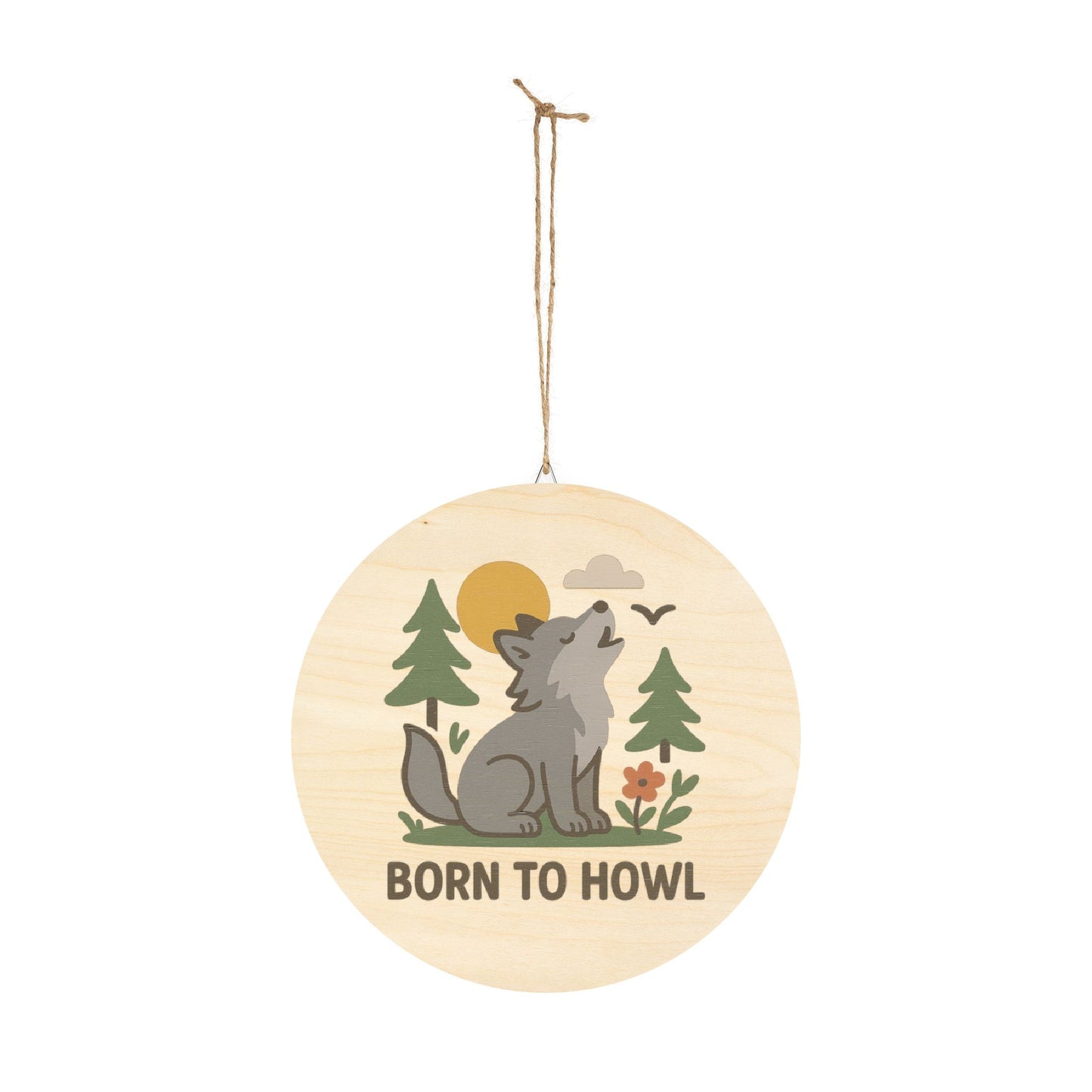 "Born to Howl" Baby Wolf Sign | Baltic Birch Wall Decor