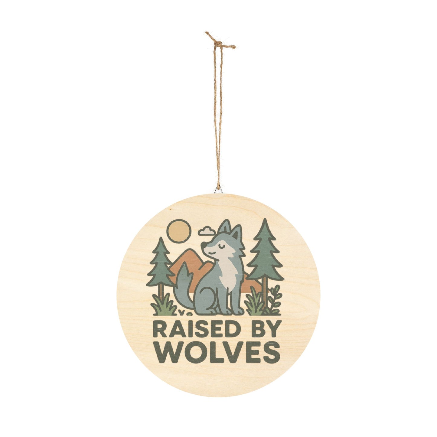 "Raised by Wolves" Baby Wolf Sign | Baltic Birch Wall Decor
