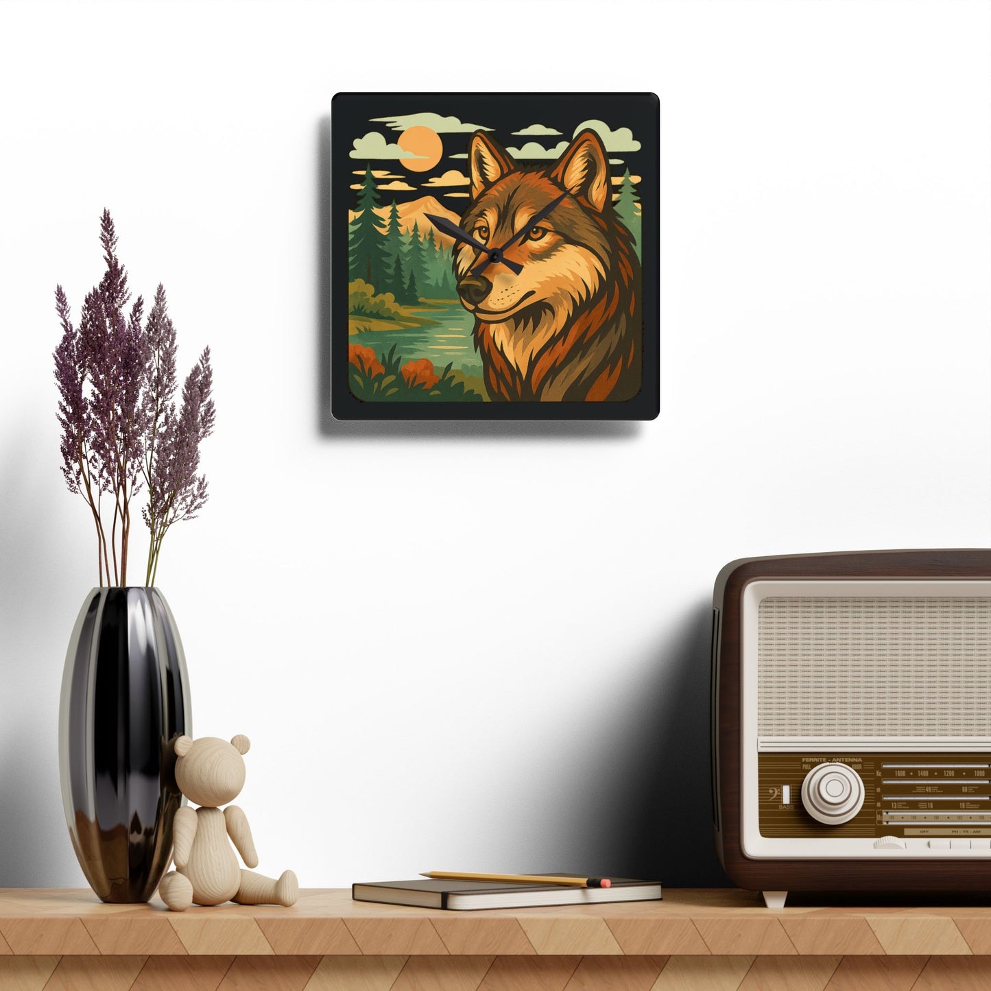 Golden Hour Guardian (Black) | Acrylic Wall Clock