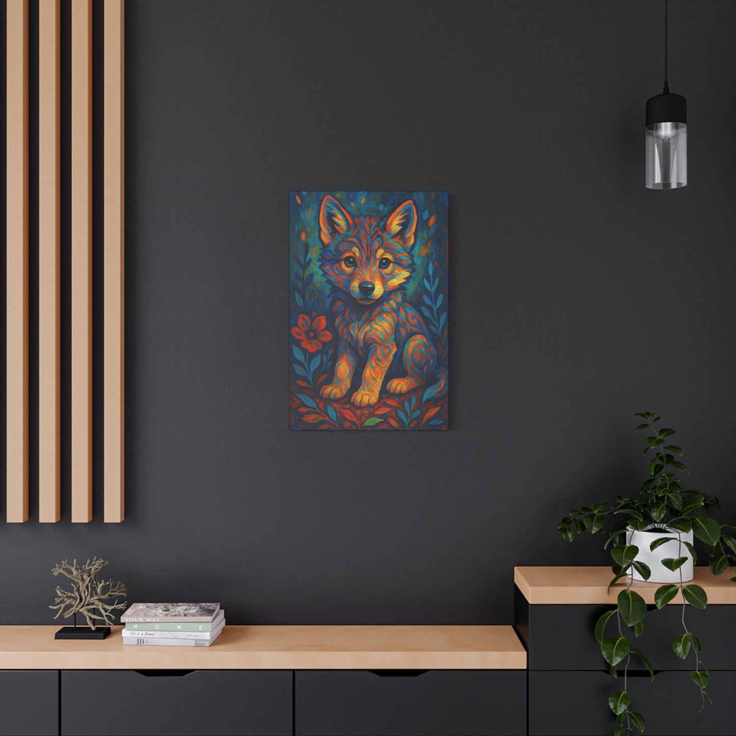 Twilight Bloom Pup | Nature Wolf Canvas Wall Art