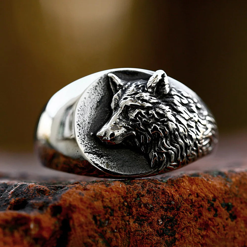 Frostfang Ring | Solid Stainless Steel Viking Wolf Head