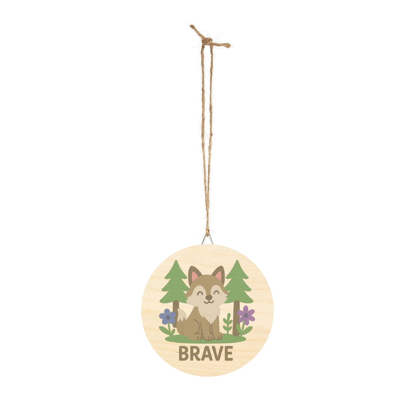 "Brave Sign" - Baby Wolf Sign | Baltic Birch Wall Decor