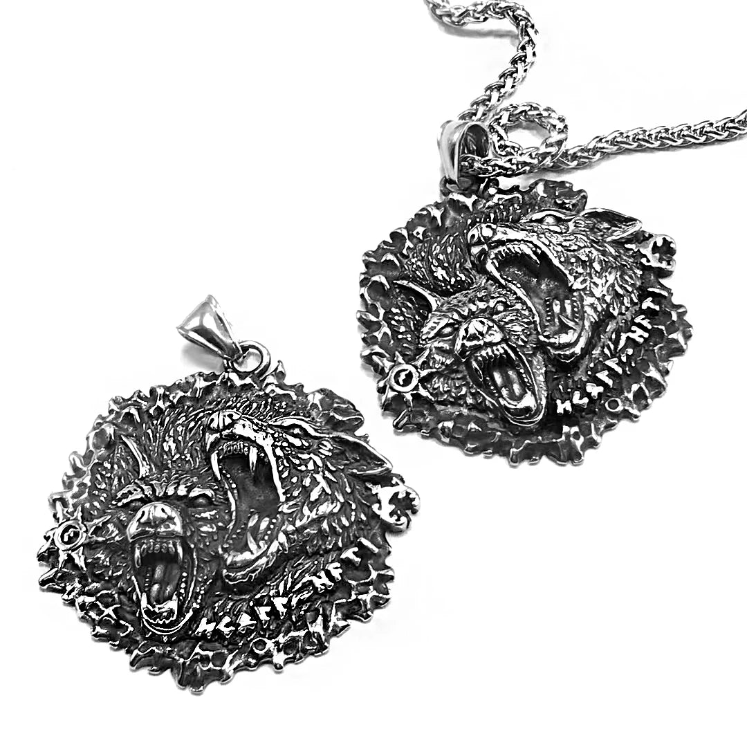 Odin’s Wolves Necklace – Geri & Freki Viking Amulet