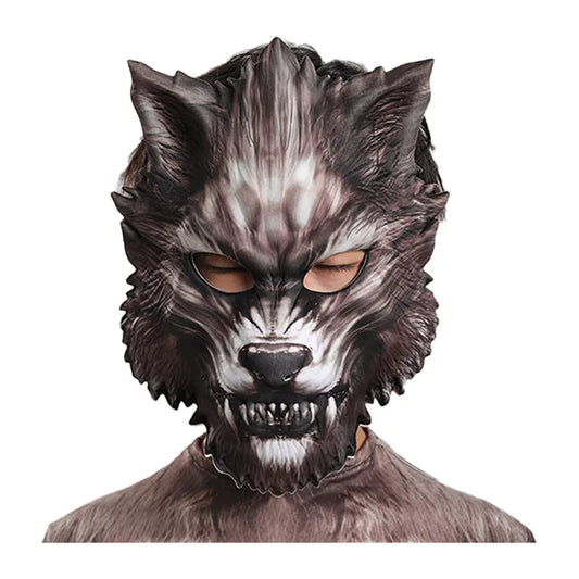 Wolf mask with detailed design on a white background