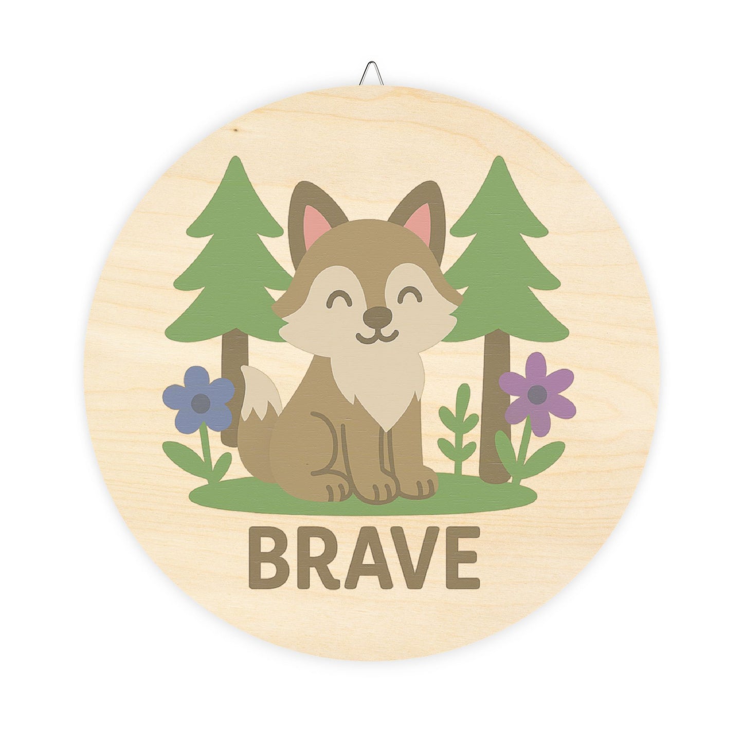 "Brave Sign" - Baby Wolf Sign | Baltic Birch Wall Decor
