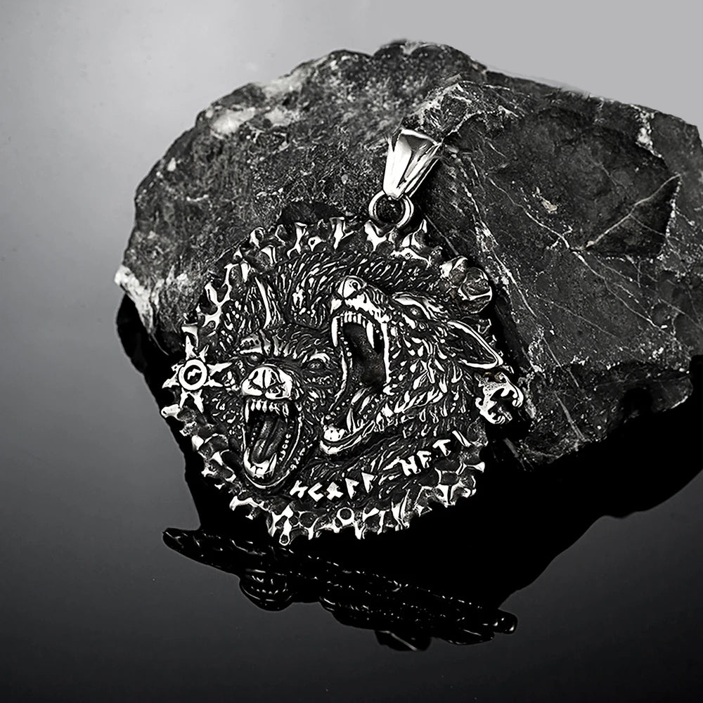 Odin’s Wolves Necklace – Geri & Freki Viking Amulet