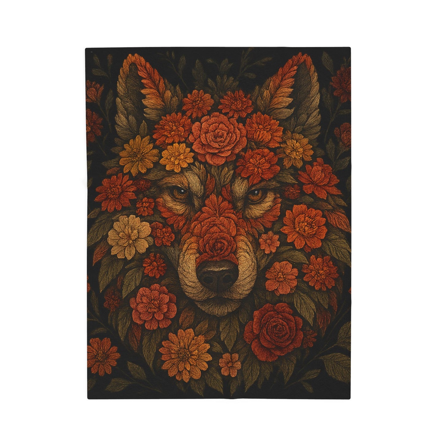 Wildflower Wolf | Velveteen Plush Blanket