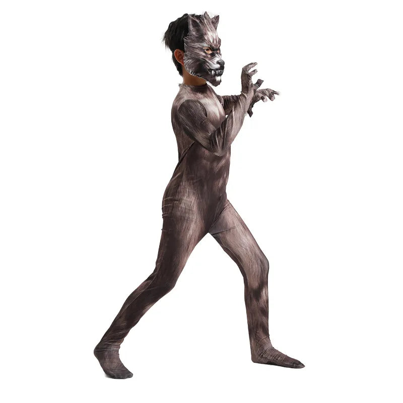 Howlborn Werewolf Costume Set | 3D Mask & Jumpsuit Cosplay Outfit for Kids & Adults