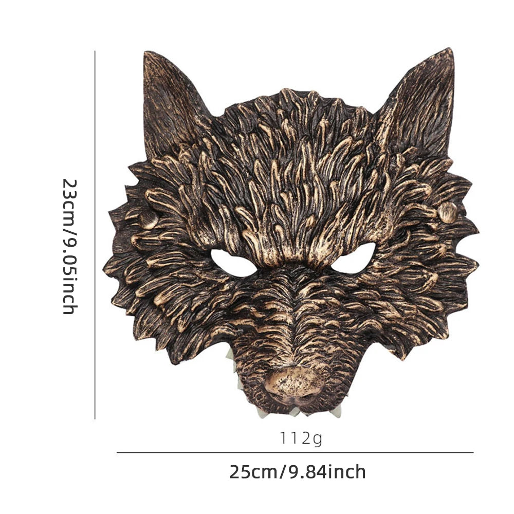 Greyfang Half Wolf Mask | 3D Halloween Masquerade Cosplay Headdress for Adults