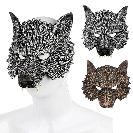 Greyfang Half Wolf Mask | 3D Halloween Masquerade Cosplay Headdress for Adults