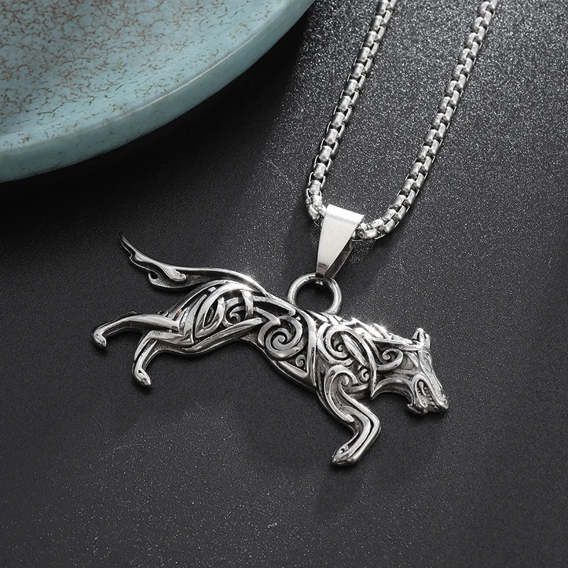 Alpha Wolf Pendant – Bold Urban Stainless Steel Necklace