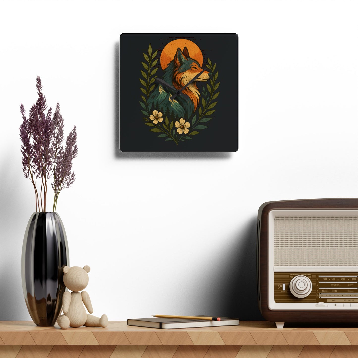 Mountainheart Wolf | Acrylic Wall Clock