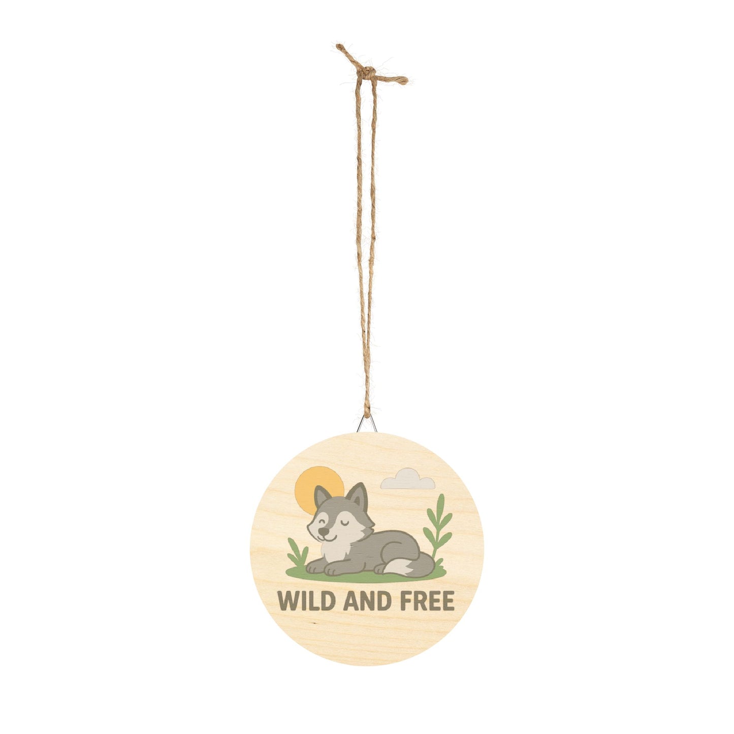 "Wild and Free" - Baby Wolf Sign | Baltic Birch Wall Decor