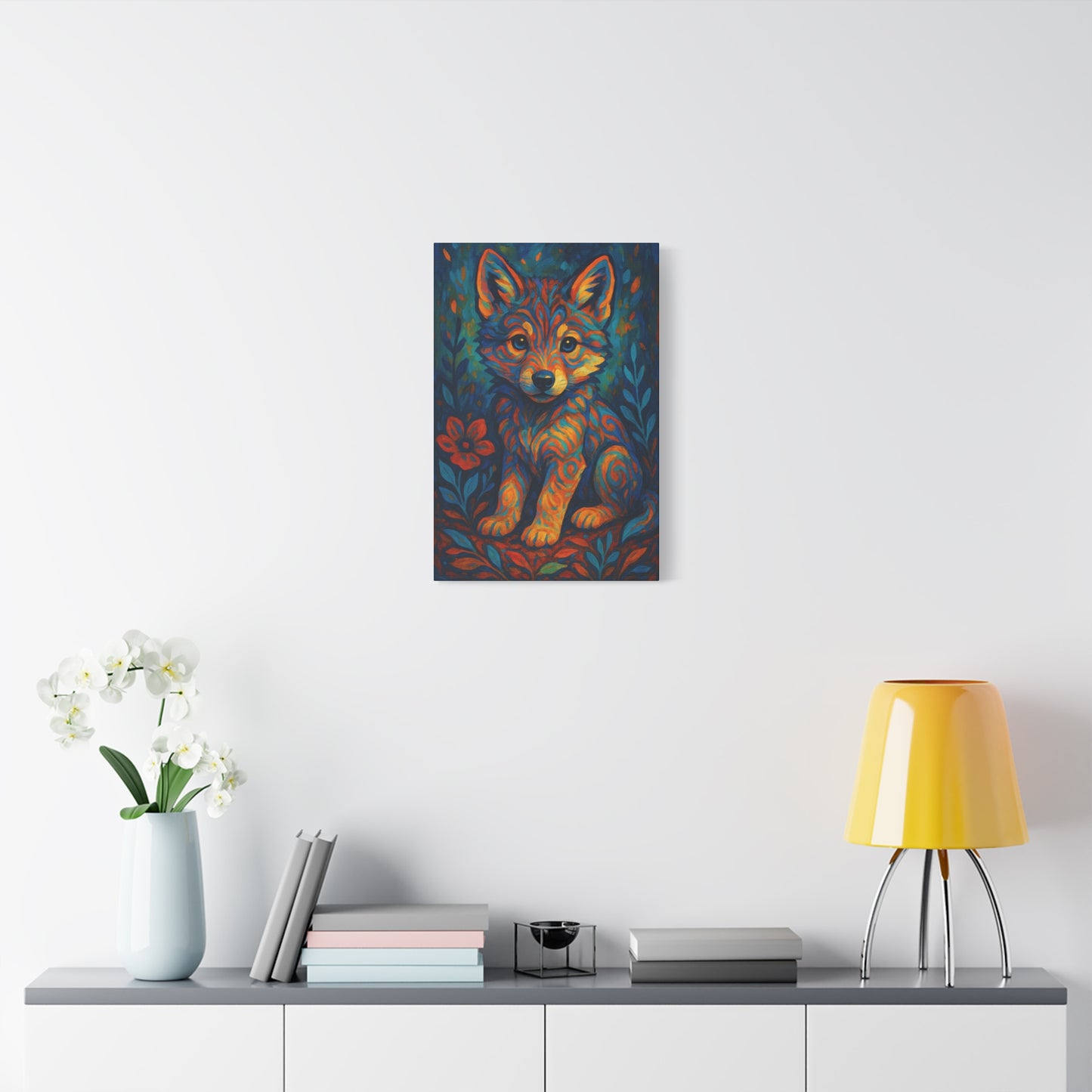 Twilight Bloom Pup | Nature Wolf Canvas Wall Art