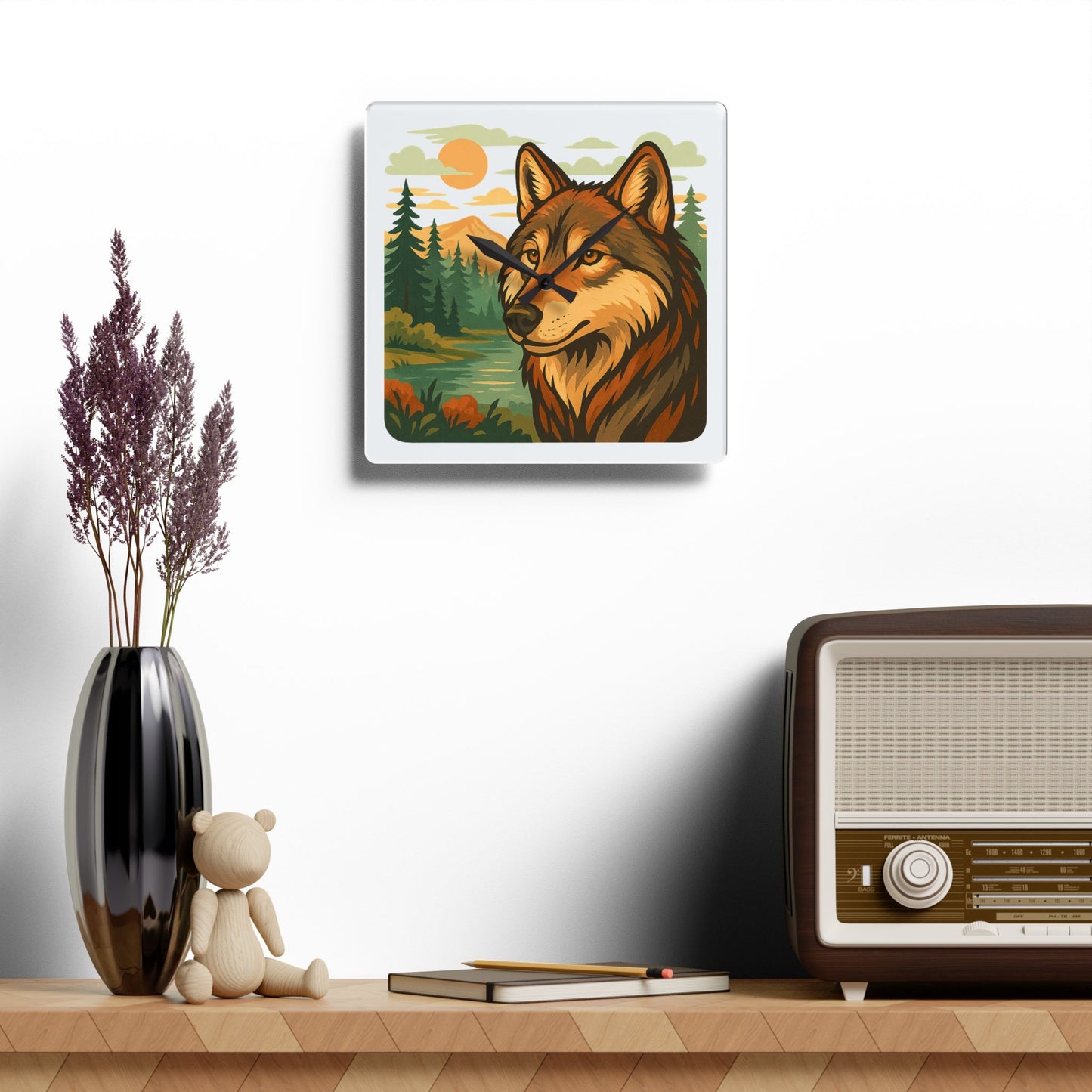 Golden Hour Guardian (White) | Acrylic Wall Clock