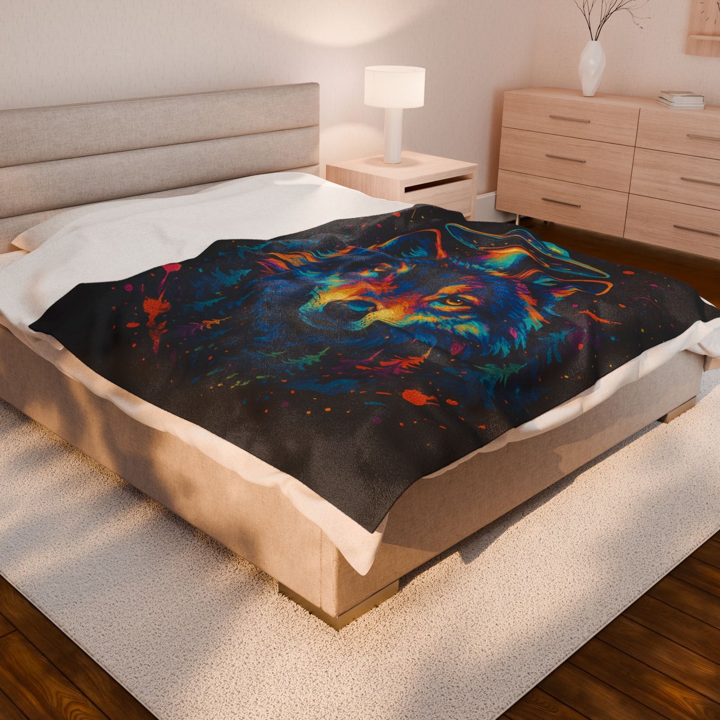 Cosmic Signal Wolf | Velveteen Plush Blanket