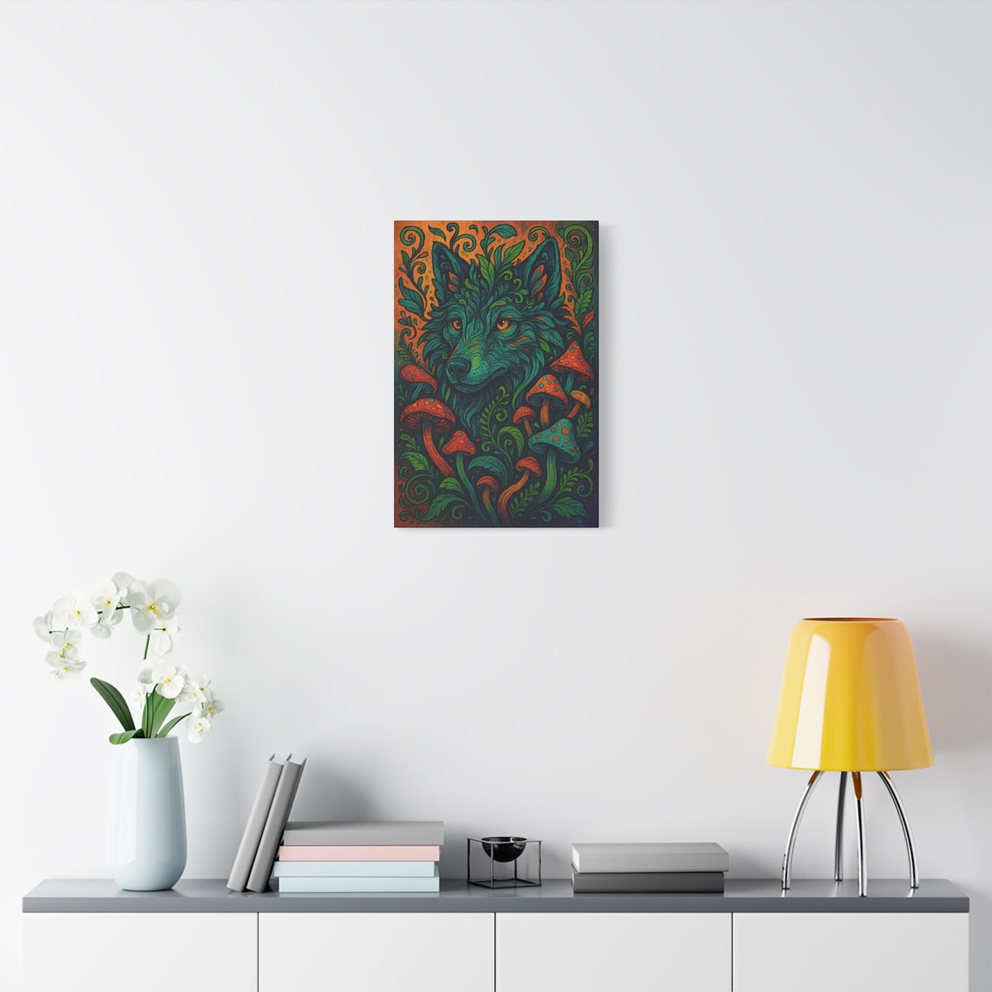Shroomshade Wolf | Nature Wolf Canvas Wall Art