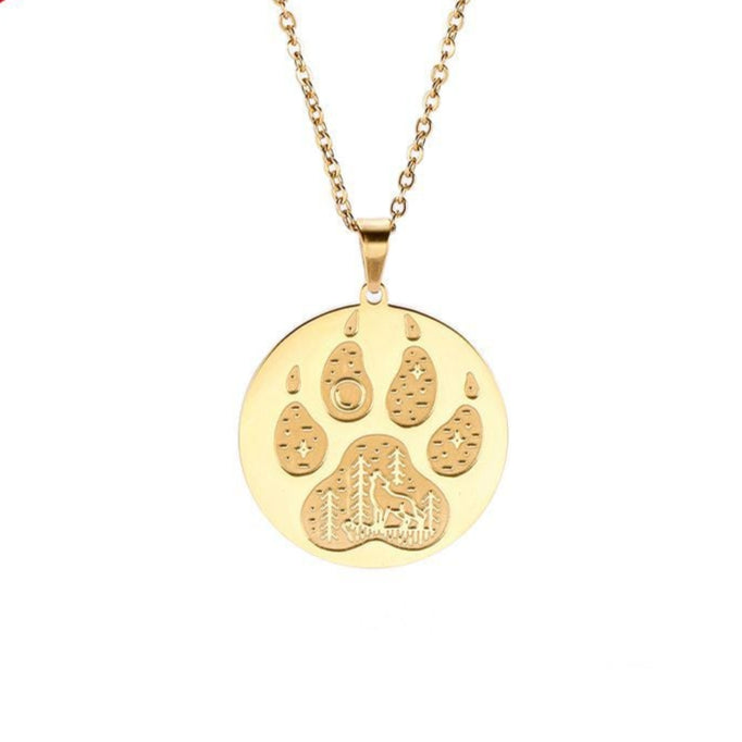 Trailmark | Wolf & Pawprint Pendant Necklace