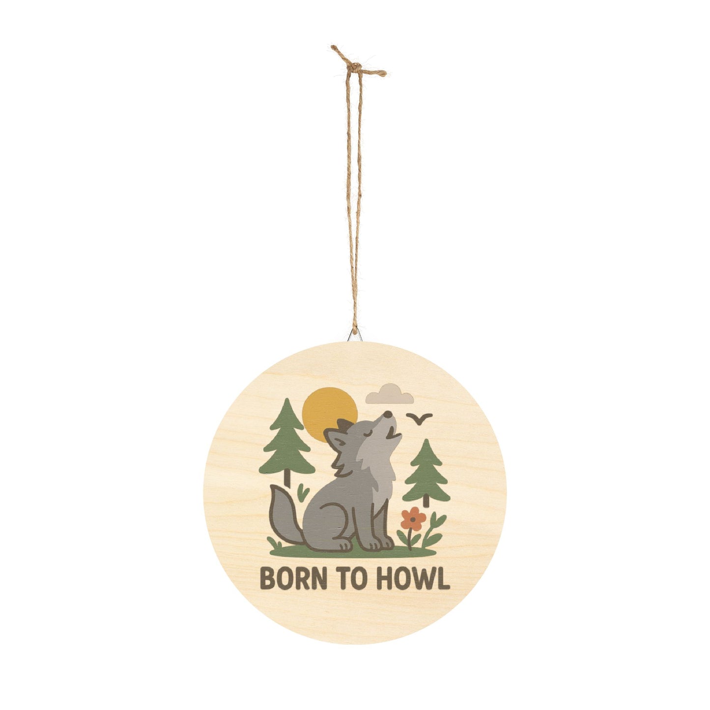 "Born to Howl" Baby Wolf Sign | Baltic Birch Wall Decor
