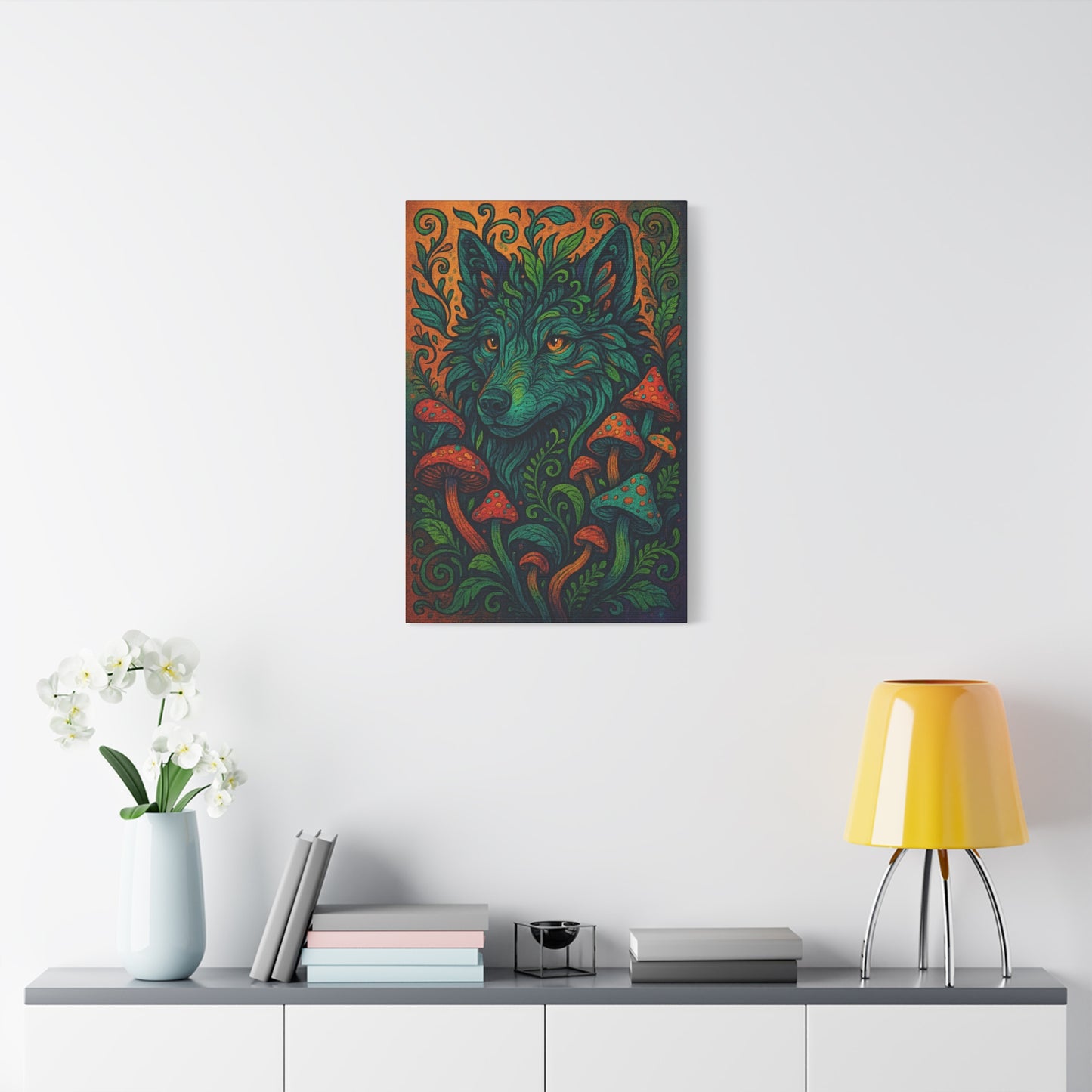 Shroomshade Wolf | Nature Wolf Canvas Wall Art