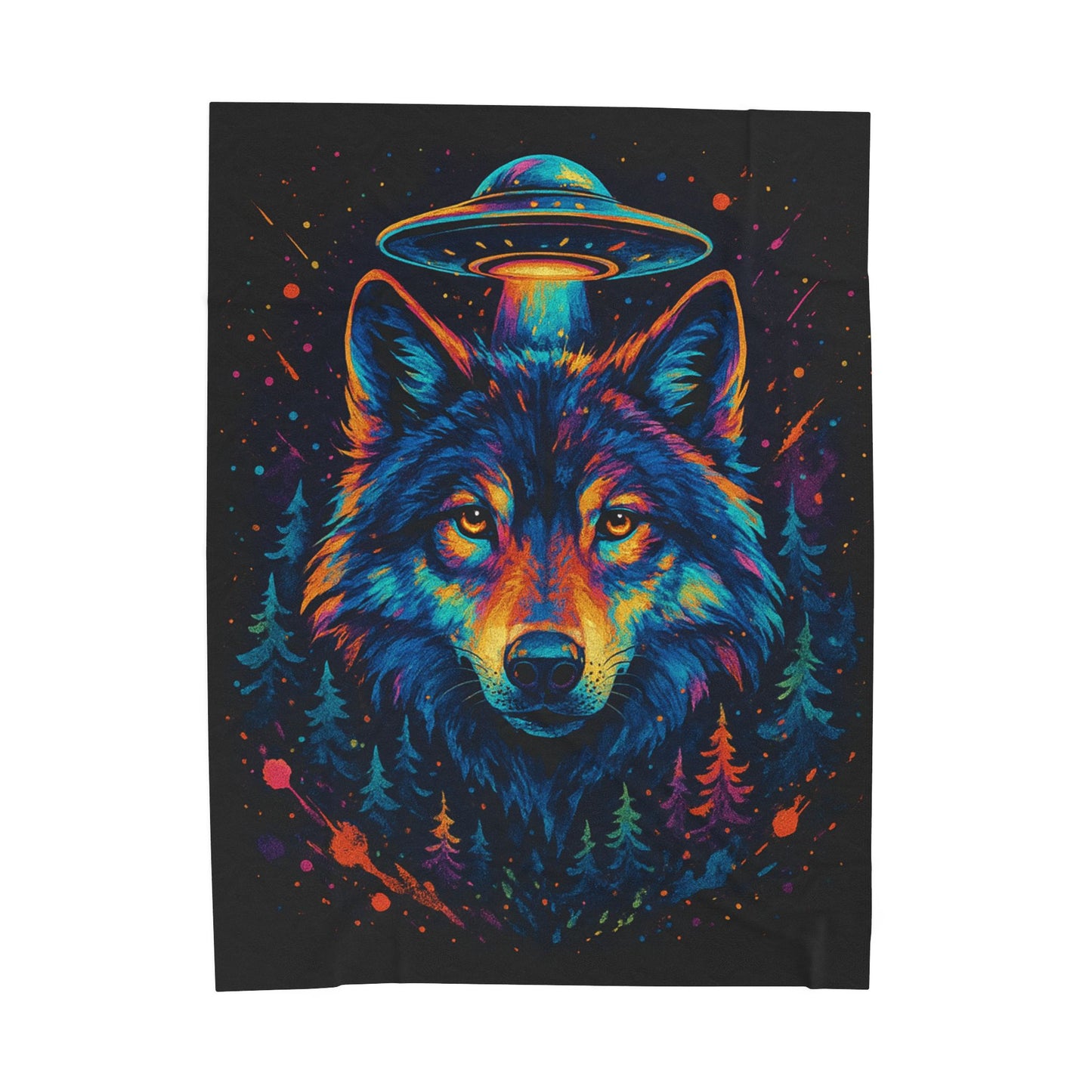 Cosmic Signal Wolf | Velveteen Plush Blanket