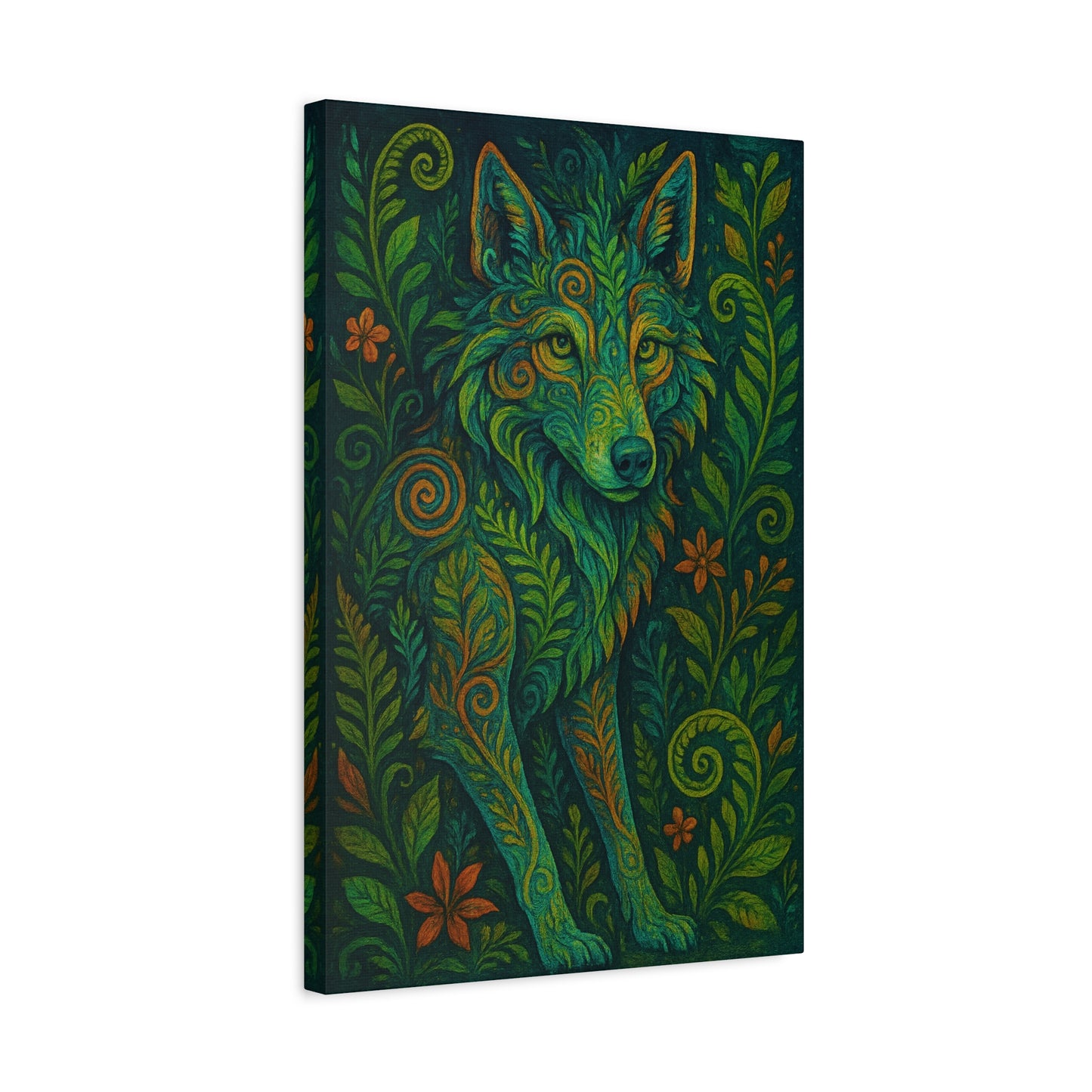 Verdantveil Wolf | Nature Wolf Canvas Wall Art