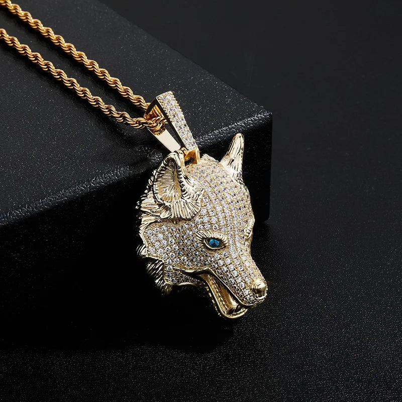 Iced Alpha Pendant – Bling Wolf Head Necklace