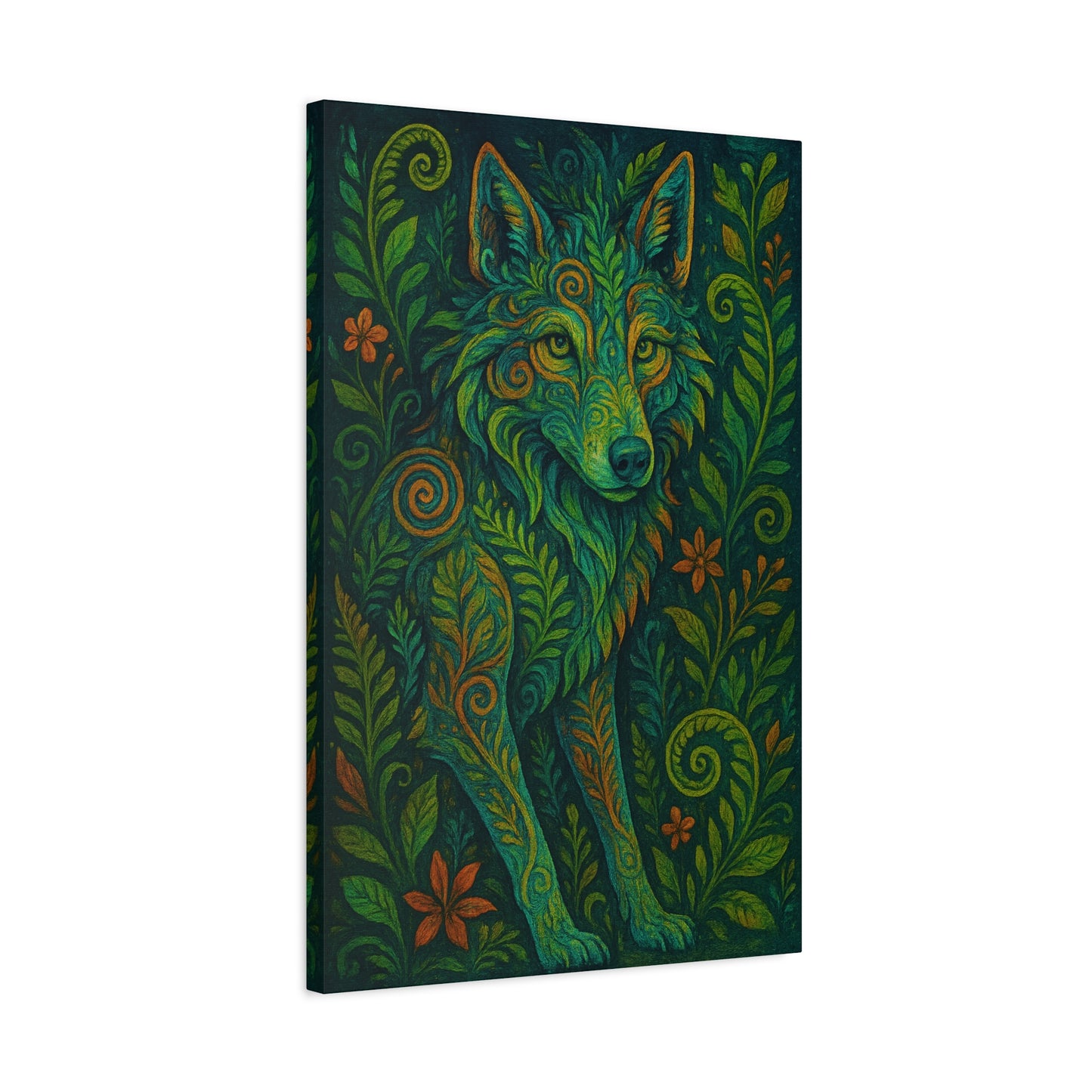 Verdantveil Wolf | Nature Wolf Canvas Wall Art