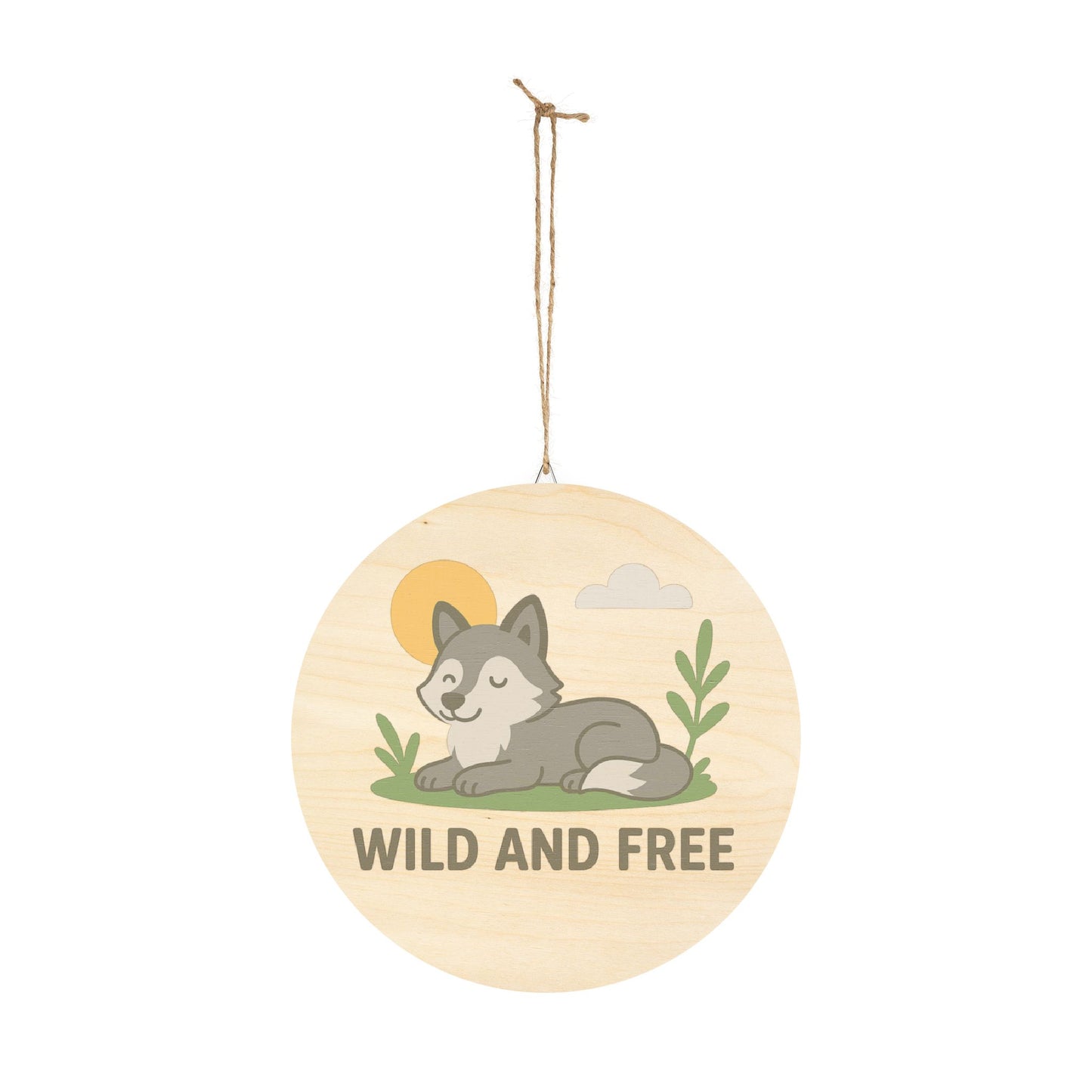 "Wild and Free" - Baby Wolf Sign | Baltic Birch Wall Decor
