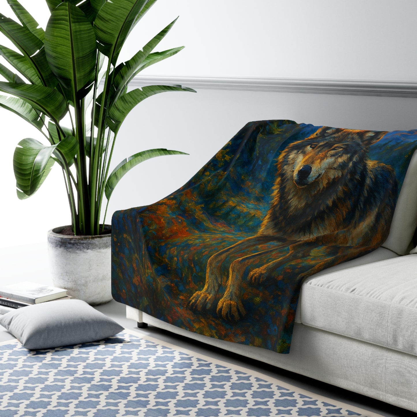 Ironpine Wolf | Nature Wolf Large Sherpa Blanket