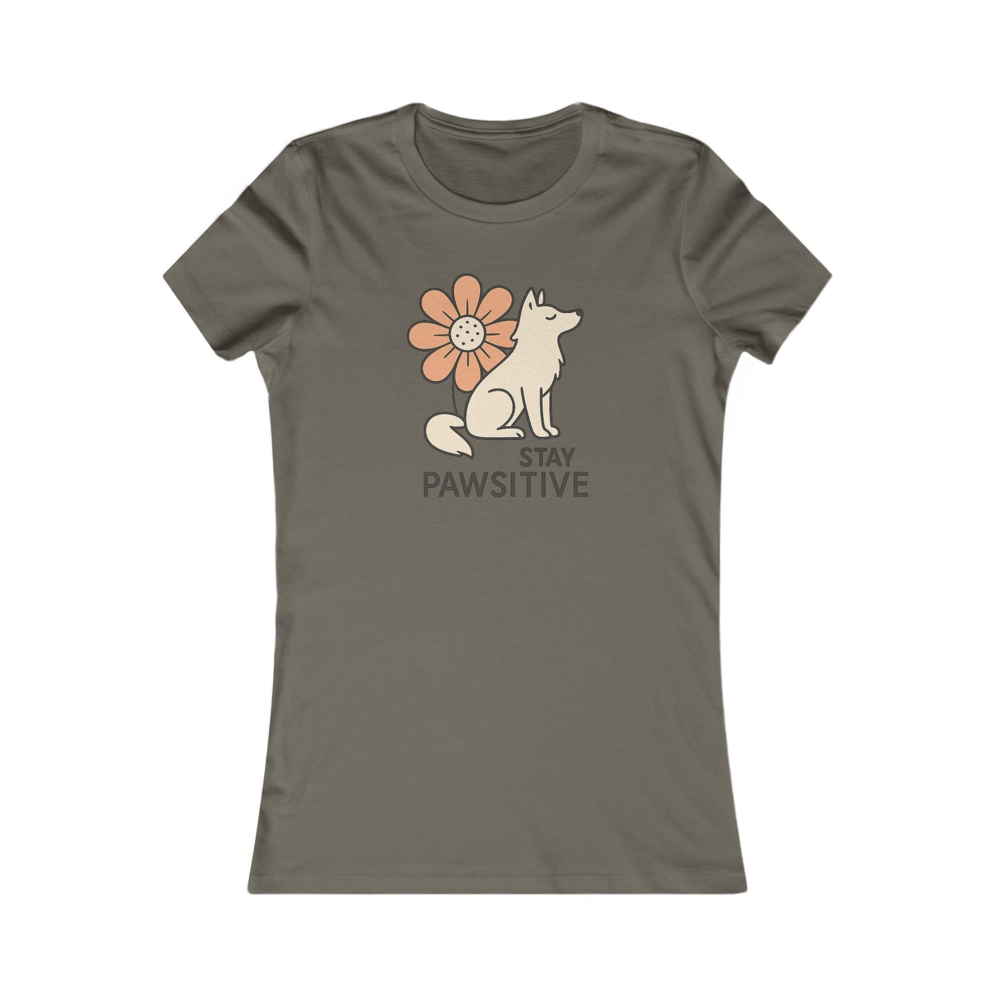 "Stay Pawsitive" Wolf Flower | Women’s Graphic Tee