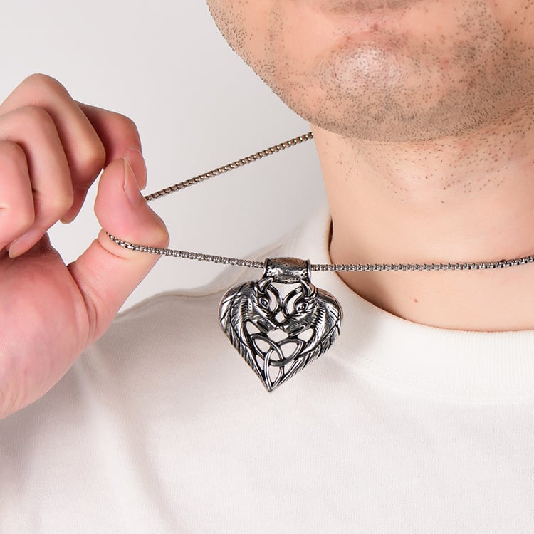 Heartbound Wolves | Twin Wolf Pendant Necklace